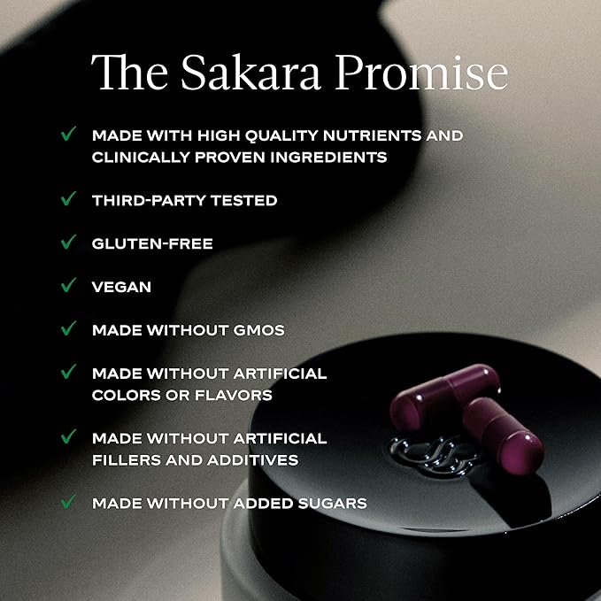 SAKARA Night Service Sleep Support – Natural Assistance for Better Sleep with Magnesium Glycinate NordicCherry™ &amp 5-HTP for Calming Deep Sleep – Supports A Full Sleep Cycle – 60 Capsules