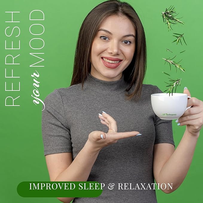 HERBOGANIC Rosemary Herbal Tea - Digestion Support and Immune Boost | Refreshing and Delicious Blend | Natural Ingredients | 60 Tea Bags