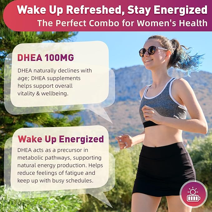 DHEA Gummies DHEA Supplements for Women DHEA 100mg 50mg Chewable with Boron Inositol and Magnesium Pro-Aging Ovarian Support Sleep Support Vegan 60 Counts