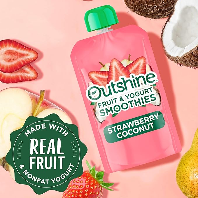 Outshine Smoothie Fruit &amp Yogurt Smoothie Pouches - Strawberry Coconut (24 Pack)