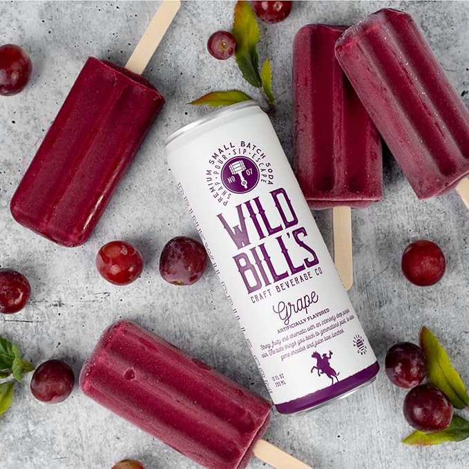 Wild Bill's Grape Soda Classic Craft Soda Pop Soft Drinks Sodas Made with Pure Cane Sugar Caffeine Free NO High Fructose Corn Syrup Gluten Free Vegan Low Sodium 12 Oz 12 Pack