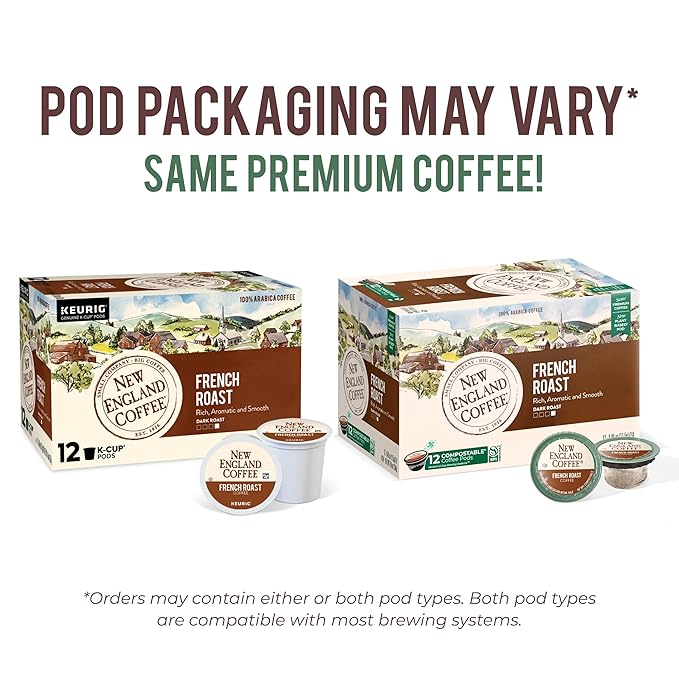 New England Coffee French Roast Dark Roast Single Serve Pods 12ct Box (Pack of 6)