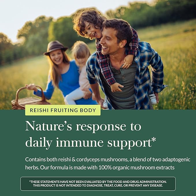 Gaia Herbs Reishi &amp Cordyceps - Immune Support with Mushrooms Traditionally Used to Help Maintain Lung &amp Respiratory Health* - with Reishi &amp Cordyceps - 40 Vegan Capsules (40 Servings)