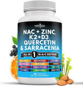 NEW AGE NAC Supplement N-Acetyl Cysteine- with Vitamin D3 K2 Zinc Quercetin Triphala Sarracenia Purpurea Elderberry Holy Basil Bee Propolis Bromelain L-Lysine - 60 Count
