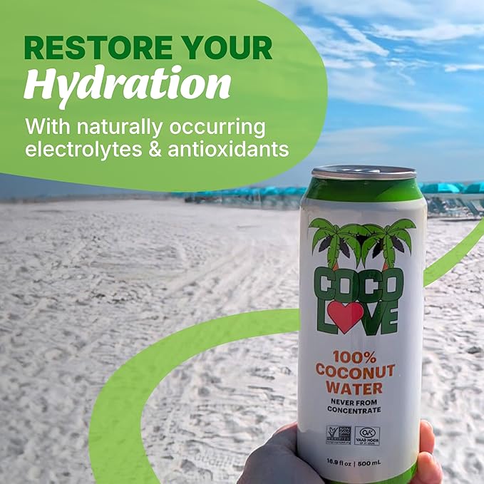 Coco Love 100% Coconut Water | 16.9 Fl Oz - 500 ml (12 Pack)