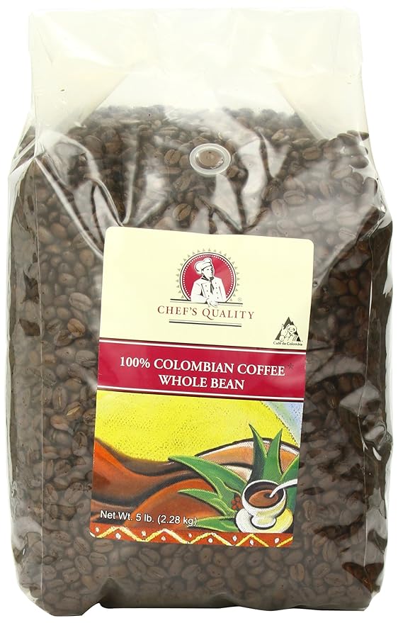 Chef's Quality Colombian Whole Bean Coffee 10 Pound