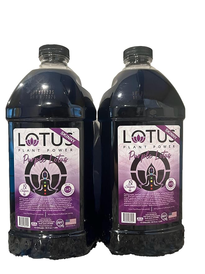 Lotus Energy Drink Concentrate 64 fl oz (Skinny Purple) Pack of 2 (Packaging May Vary)