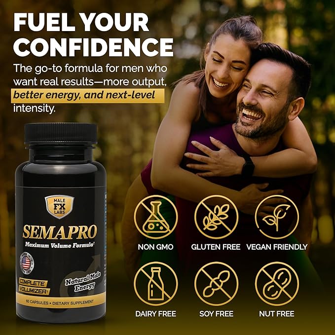 Extreme Semen Volumizer and Male Energy Formula - All Natural Endurance Stamina &amp Semen Health - 60 caps (1 Month Supply)