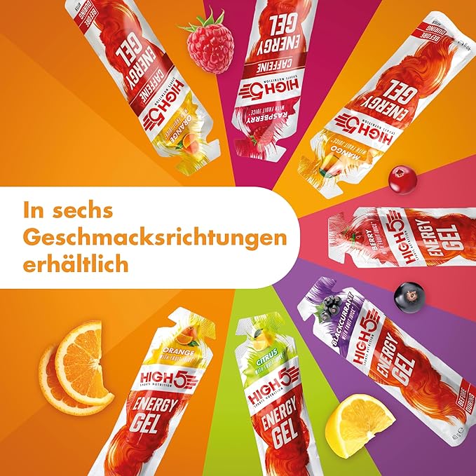 High 5 Energy Gel Plus - 20 x 38g Sachet - Orange