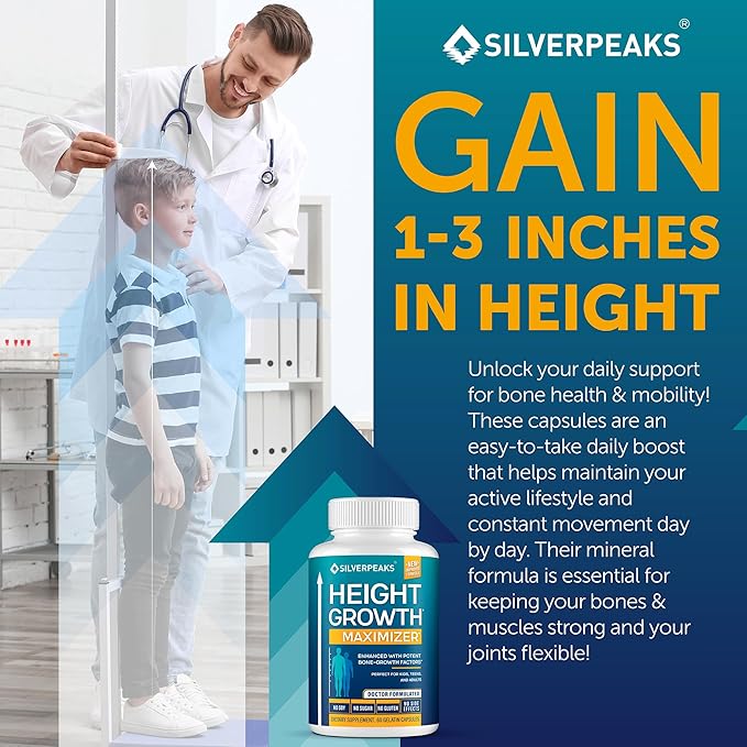 Growth Capsules to Grow Taller - Height Growth Maximizer with Calcium for Bone Strength Made in USA Natural Get Taller Supplement to Increase Bone Growth Adults Teens &amp Kids Free of Growth Hor