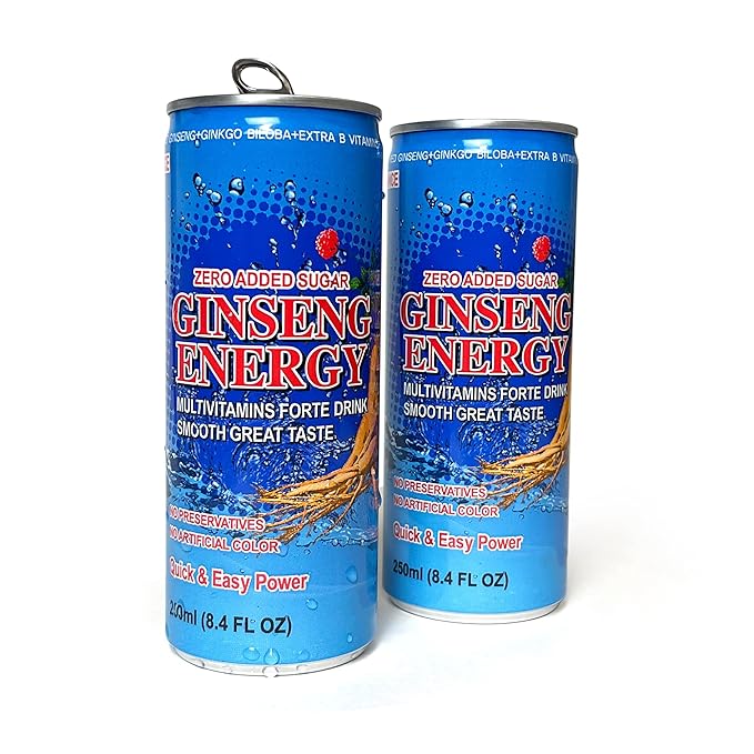Ginseng Energy Drink Zero Added Sugar 8.4 Fl Oz (24 Cans Per Pack)