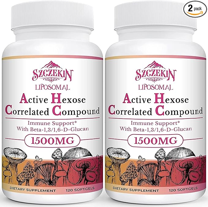 1500mg Liposomal Active Hexose Correlated Supplement240 Soft Gels Beta-Glucans with Natural Mushroom Extract Immune System Liver Function Maintain T-Cell &amp Killer Cell Activity