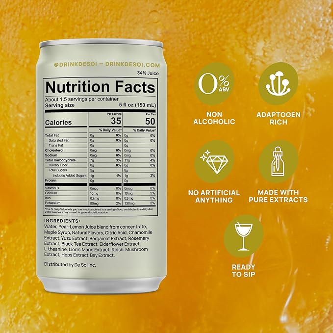De Soi Variety Pack Mocktails NA Drinks 8 fl oz (12-pack) - Adaptogen Drink Sparkling Drink with Calming Botanicals Mocktail Drinks Gluten Free No Artificial Flavors