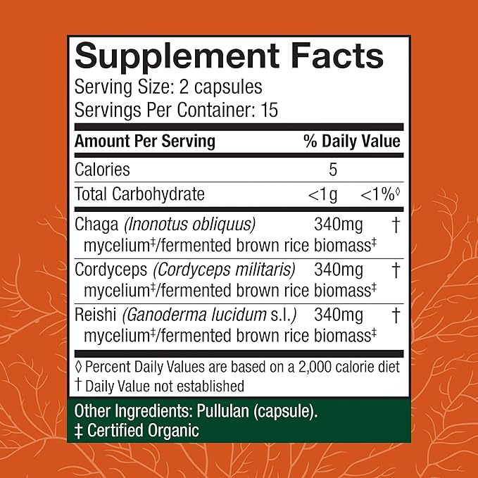 Host Defense Breathe* Capsules - Immune &amp Respiratory Support Mushroom Supplement - Herbal Lung Health Supplement with Chaga Reishi &amp Cordyceps - 30 Capsules (15 Servings)* (Pack of 2)