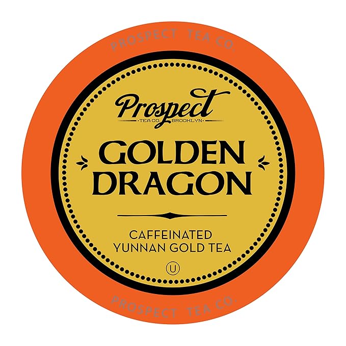 Prospect Tea Golden Dragon Yunnan Gold Tea Pods for Single Serve Coffee Pod Brewers 40 Count