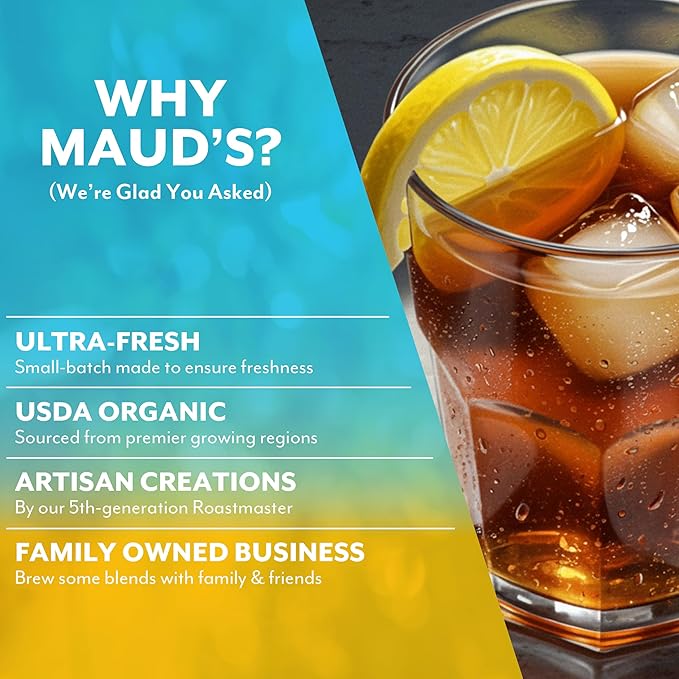 Maud's Iced Black Tea Pods with Lemon 24 ct Single Serve Pods – 100% Gourmet Blended Tea Leaves Compatible with Keurig K Cups Maker