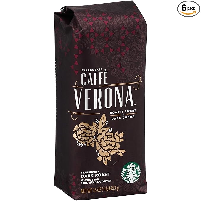 Starbucks Caffé Verona Whole Bean Coffee 16 Oz Pack of 6