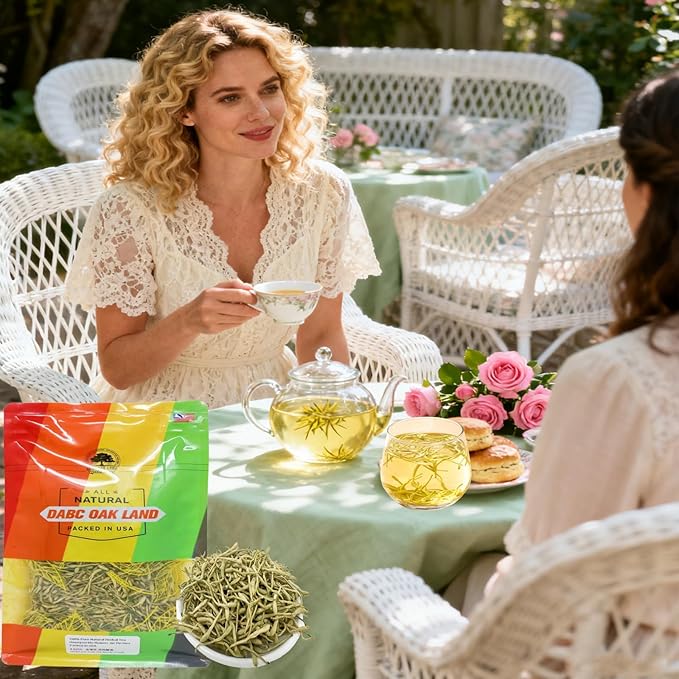 DABC OAK LAND 16OZ Premium Dried Honeysuckle Tea Jin Yin Hua Honeysuckle Flowers Buds Wild Lonicera Japonica Chinese Traditional Loose Herbal Tea Caffeine Free - Refreshing &amp Clean Taste 金银花 1LB/B