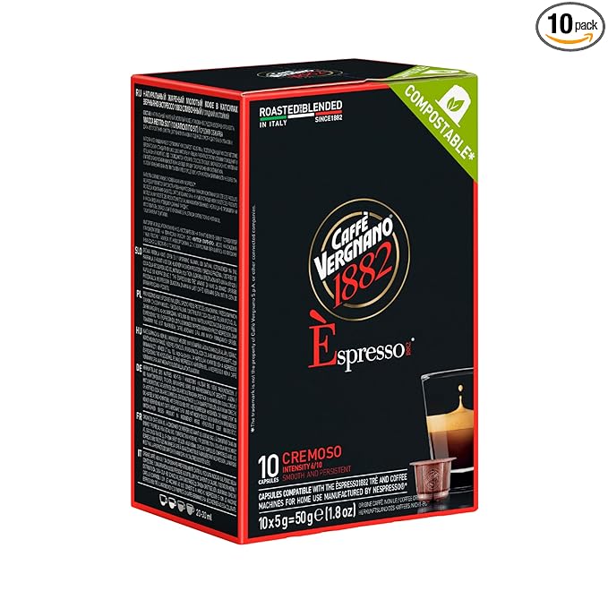 Caffe' Vergnano Medium Roast Espresso Original Line Machine Compatible Capsules - Arabica Robusta Espresso Coffee Italian Coffee Espresso For Nespresso Coffee Machine Intensity 6/10 - Cremoso120 Ct