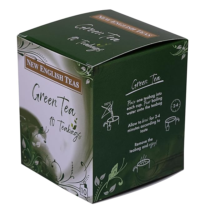 New English Teas Fruit &amp Herbal Tea 120 Teabags 12 Packs of 10 Individually Wrapped Tea Bags Naturally Caffeine Free (Green)