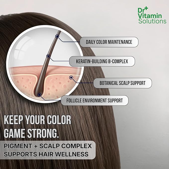 Gray Hair Rescind with Catalase - Antiaging Hair Skin and Nails Vitamins Pantothenic Acid Folic Acid 400mcg Biotin 300mcg Saw Palmetto for Men and Women