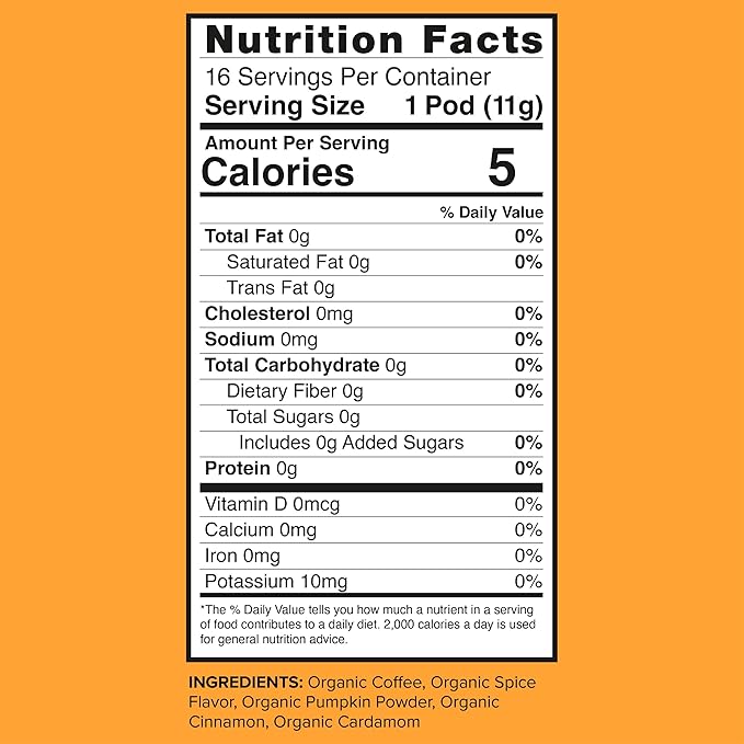 VitaCup Organic Pumpkin Spice Coffee Pods Low Acid Lab Tested for Mold Toxins and Chemicals Fair Trade Certified Single Serve Pods 16ct
