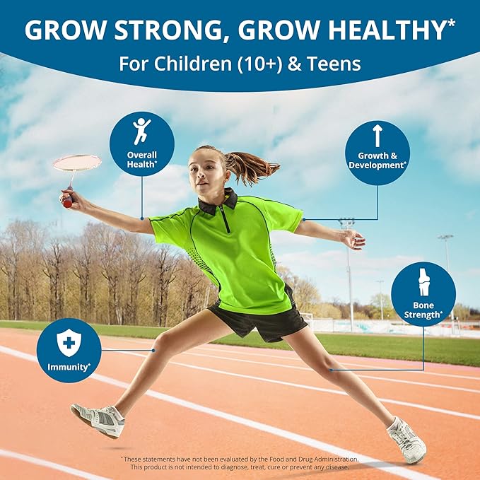 NuBest Grow Power - Calcium Supplement - Magnesium Supplement with Vitamin D3 B6 Zinc Phosphorus and Multivitamin for Strong Bones Overall Health for Age 10+ | Pack 3