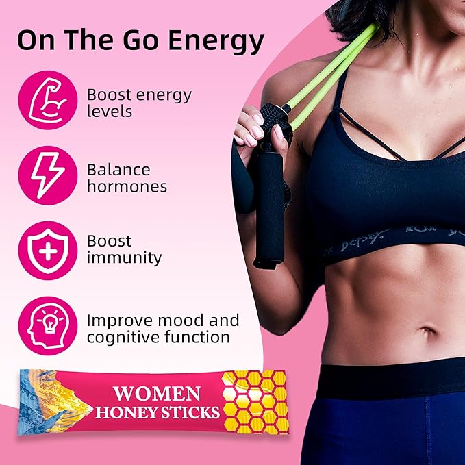 Bloomin Honey Sticks Shilajit for Women Strawberry Honeysticks Natural Energy &amp Vitality Booster with Shatavari &amp Saffron for Hormonal Balance Focus &amp Stamina | 30 Sticks (1)