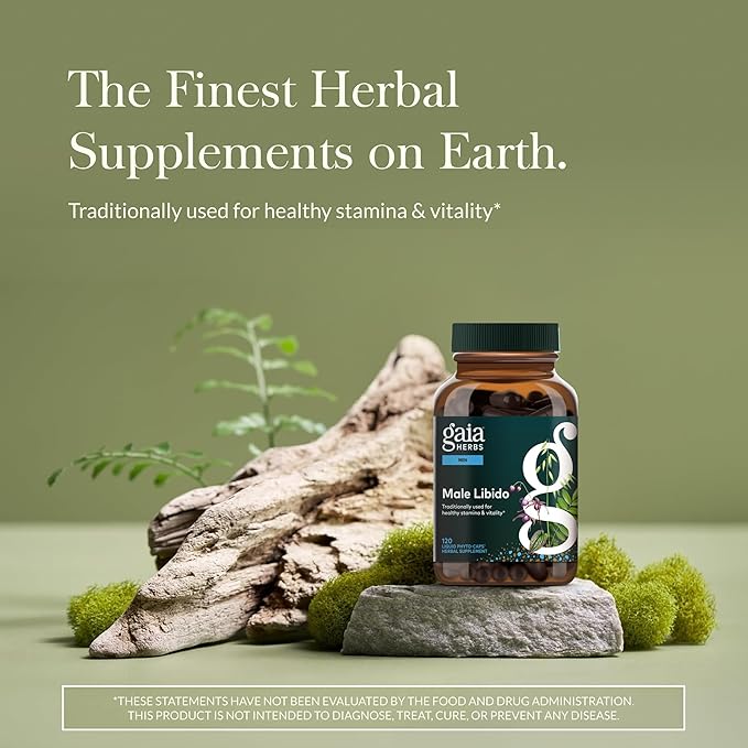 Gaia Herbs Male Libido - Herbal Supplement with Saw Palmetto Horny Goat Weed &amp Oats - Traditional Herbs to Support Vitality &amp Energy Levels for Men - 120 Vegan Liquid Phyto-Capsules (120 Serv