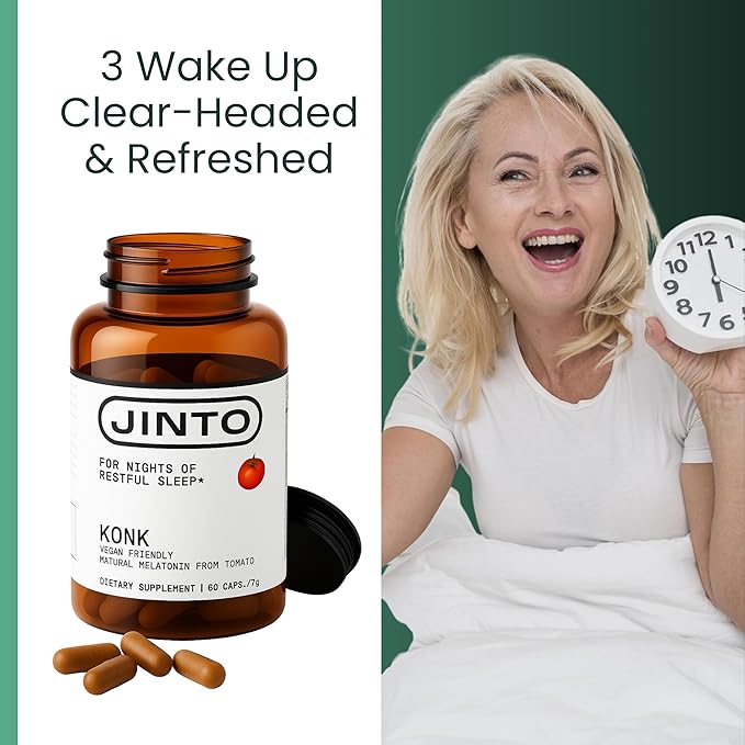 JINTO Melatonin Sleep Capsules - Natural Sleep Aids for Adults with Melatonin 60mg and Magnesium Glycinate 58mg Sleep Aid with Passion Flower L Theanine Valerian Root 60 Capsules