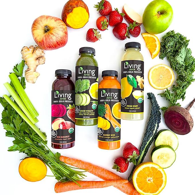 O2 Living Juice Cold Pressed Drink - Pineapple Punch Organic Juice Pack - No Added Sugars or Water Naturally Sweetened from Fruits Rich in Nutrients &amp Vitamins - Non-GMO - 12 fl oz - 12 Pack