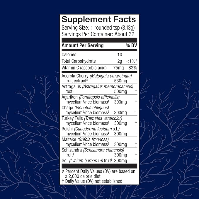 Host Defense MycoBotanicals Immune* Powder - Immune System Powder - Immune &amp Gut Health Support Supplement - Herbal Powder Supplement with Chaga Reishi &amp Turkey Tail - 3.5 oz (32 Servings)*
