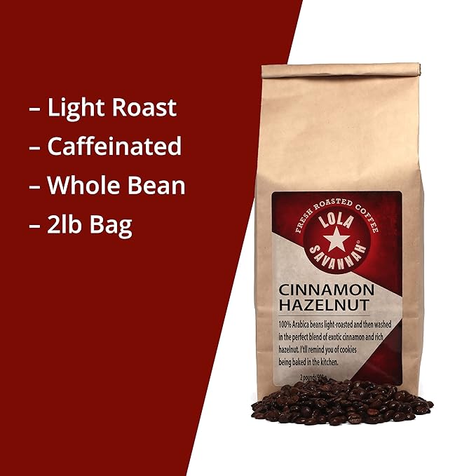 Lola Savannah Cinnamon Hazelnut Whole Bean Caffeinated Coffee 2lb
