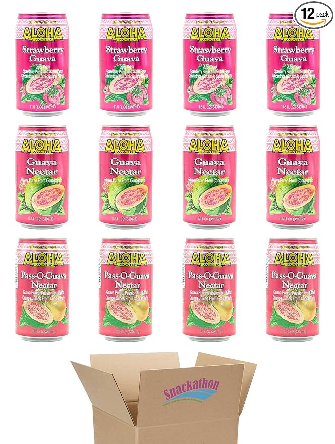Aloha Maid Drinks Guava Variety 4 Cans per Flavor Total 12 Cans