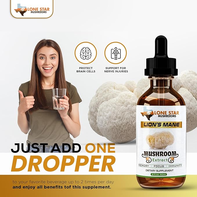 Lions Mane Dual Liquid Extract/Tincture | Organic Fruiting Bodies only | Grown in USA | Highly Concentrated | Memory Focus Immunity | No Grain/Filler
