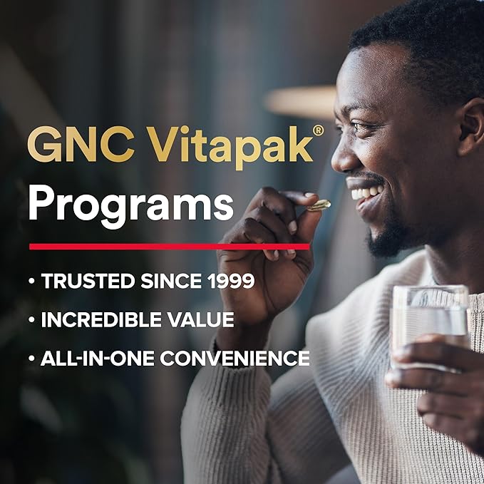 GNC Men's 30+ Vitapak Program | 5-in-1 Daily Multivitamins and Minerals | Supports Healthy Bones and Stress Relief | 30 Servings