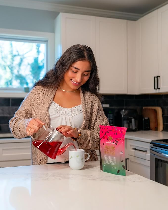 Apple Cranberry Harvest Tea Organic Loose Leaf Herbal Tea – Real Fruit Summer Juice Caffeine-Free Refreshing Sweet Iced Drink – 4 oz Resealable Bag (Makes 50 Cups)