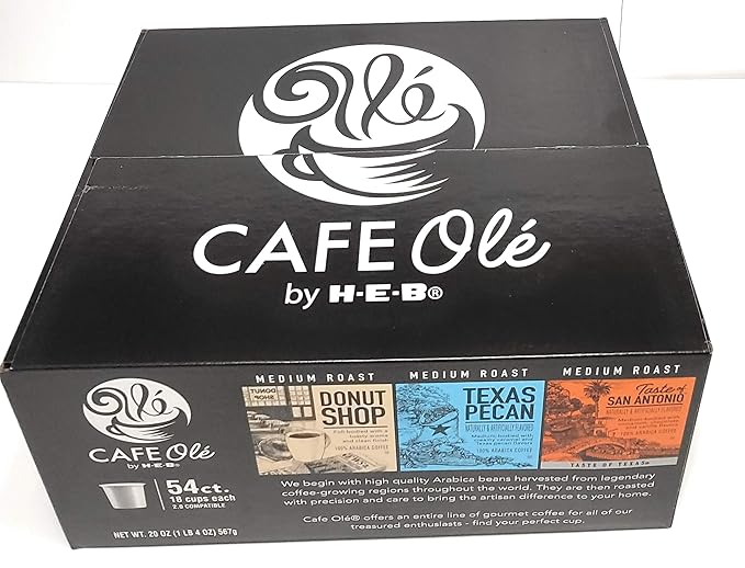 Cafe Ole Single Serve Coffee Variety Pack Taste of San Antonio Texas Pecan &amp Donut Shop 54 Count