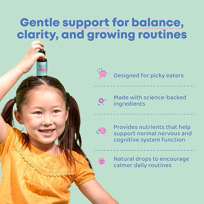 JoySpring Broccoli Supplement for Kids | Sulforaphane &amp Bacopa Monnieri Drops | Supports Cognitive Function | Vegan &amp Kid-Friendly