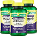 Unique Bundle Store Spring Valley melatonin 10mg 120 Tablets with Lemon Balm Extract Dietary Supplement for Sleep and Immune System Support - 7 Day Pill Organizer Included (Pack of 3 (360 CT))
