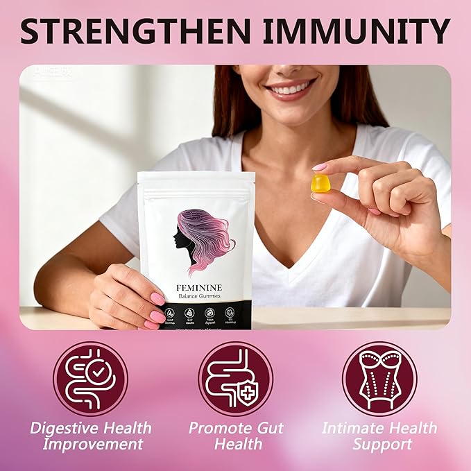 Nuora Feminine Balance Gummies Premium Feminine Balance Gummies Vegan Hawaiian Pineapple Vaginal Health Support Gluten-Free 60 Gummies (1)