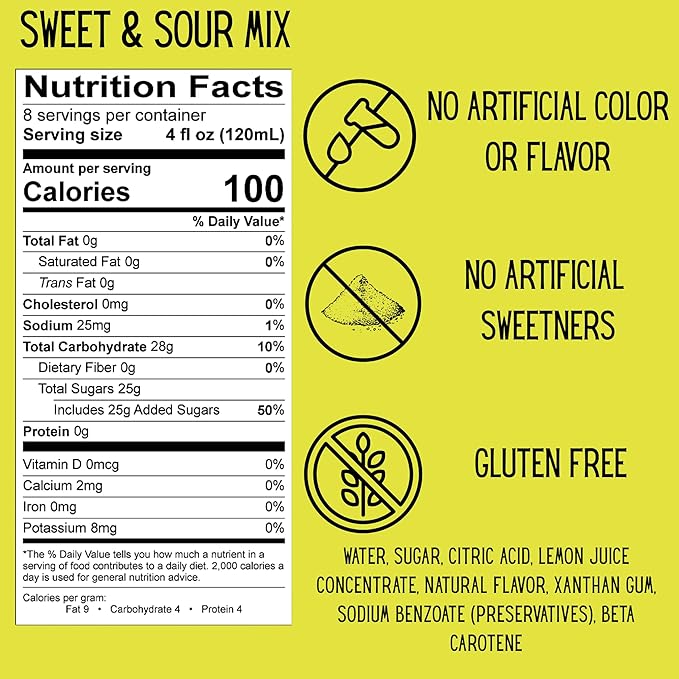 SPOOKY - Sweet and Sour Cocktail Mix - Real Lemon &amp Real Sugar - No Artificial Colors Flavors or Corn Syrup - Premium Gluten Free Cocktail Mixer - 32 Oz (Pack of 2)