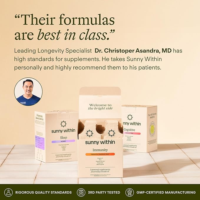 Immunity - 6-in-1 Liposomal Vitamin C Packets Zinc D3 + K2 Quercetin Bee Propolis &amp Avocado Oil - Antioxidant Liquid Supplement for Immunity Skin &amp Bone* - 30 Pouches