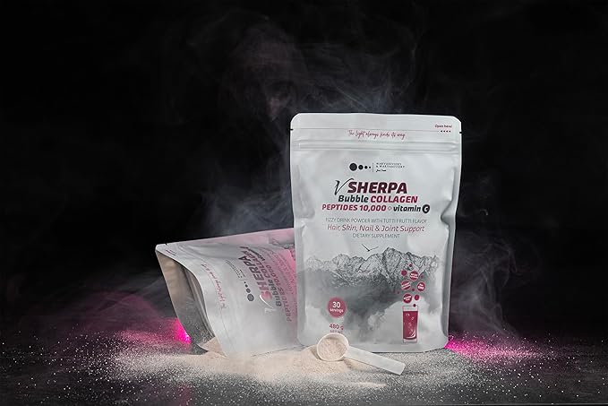 Bubble Collagen 10000 mg Premium Hydrolyzed Bovine Collagen + 2000 mg Vitamin C Fizzy Drink Powder Tutti-Frutti Flavor Skin Hair &amp Joint Support Sugar-Free Non-GMO 30 Servings