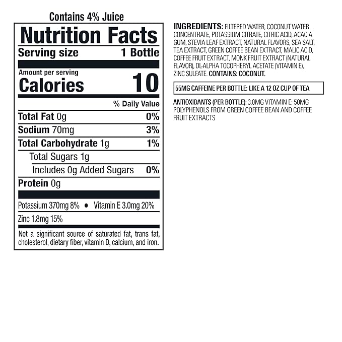 Bai Antioxidant Infused Water Beverage Molokai Coconut with Vitamin C and No Artificial Sweeteners 18 Fluid Ounce Bottle 12 Pack