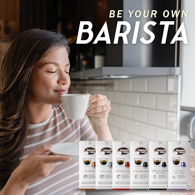 FORTE Espresso Pods for Nespresso Original Line - 12/12 Intensity Italian Roast - 100% Food-Grade BPA-Free Capsules for Home &amp Office Machines - Bold Ristretto Blend with Thick Crema
