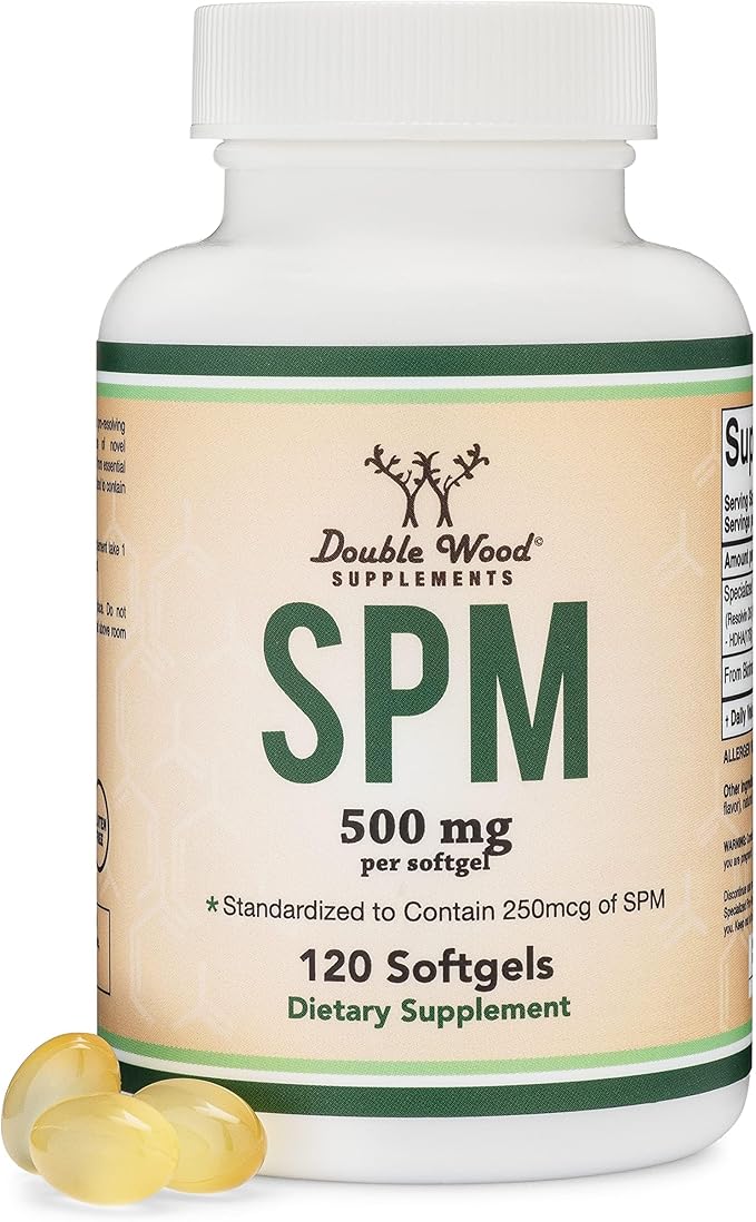 SPM Max (Specialized Pro-Resolving Mediators) 120 Softgels 500mg (Only Product Standardized and Third Party Tested to Contain Active SPMs Check The Supplement Fact Panel) by Double Wood