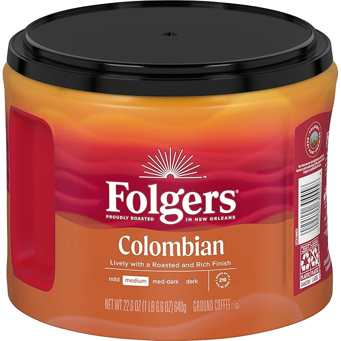 Folgers Colombian Medium Roast Coffee 22.6 Ounces (Pack of 6)