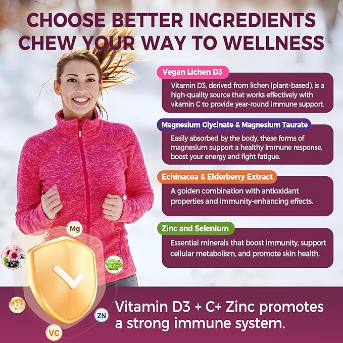10 in 1 Immune Support Supplement Gummies w/Echinacea Elderberry Vitamin C and Zinc Selenium Vitamin D3 5000IU Magnesium Daily Immune Booster Multivitamin for Antioxidant Bone Energy 2 Pack