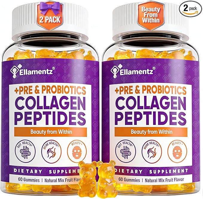 Collagen Gummies for Women Sugar-Free - Hydrolyzed Marine Collagen Peptides with Prebiotics &amp ProbioticsNiacinamideHyaluronic Acid Vitamin C Supplement for Hair Nails Gut Health 120 Count